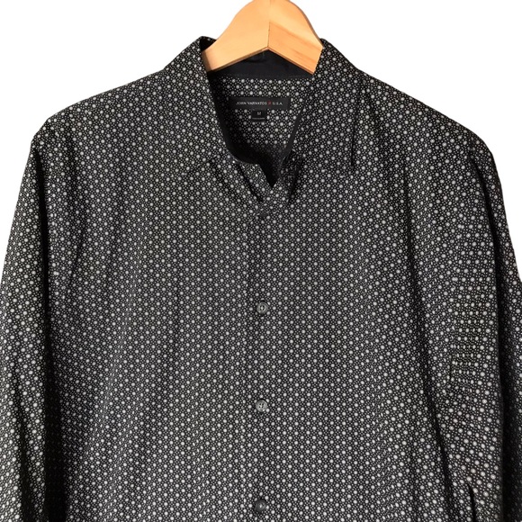 John Varvatos USA Cotton Button Up Long Sleeve Shirt Daisy Pattern Men’s Medium - Picture 2 of 12